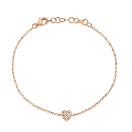 14k rose diamant coeur - rose,