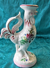 Rare bougeoir coq en faïence de Lunéville réverbère KG