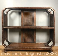 19.2 pouces vintage chinois huanghuali bois sculpté étagère thé meuble meuble