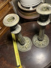 Belle paire de bougeoirs anciens en BRONZE / 19éme