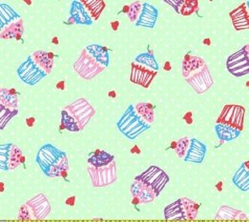 Tissu coton shabby cupcake cup - cupcake,