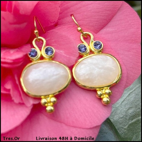 Boucles oreille cristal bleu - boucles,