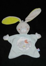 Doudou plat lapin bleu blanc