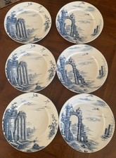 6 ASSIETTES A DESSERT EN FAIENCE DE GIEN RUINES MEDAILLE D'OR DIPLOME D HONNEUR