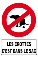 Panneau les crottes c'est dans le sac en pvc 30x20cm