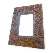 Miroir céramique décor floral 1960 style les Argonautes signé à identifier