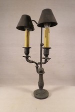 ANCIENNE SUPERBE LAMPE EN BRONZE BRUN ABAT JOUR EMPIRE RESTAURATION BOUILLOTTE