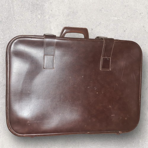 Ancienne valise cuir marron - valise,