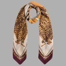 Liu Jo Foulard 120X120 Rouge Étole Avec Imprimé Animalier Et Chaîne 2F5074T0300