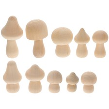  10 Pcs Wooden Mushrooms