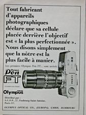 PUBLICITÉ DE PRESSE 1967 appareil photo OLYMPUS PEN FT CELLULE PLACÉE DERRIERE