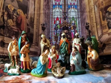 CRECHE DE NOEL NATIVITE 18 SANTONS EN PLATRE CHAMELIER MAGE BERGER VIERGE 18CM/4