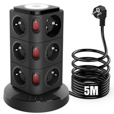 Tour Multiprise avec Interrupteur Individuel, Multi Prise électrique Prise Pa...