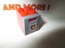 Lego - 1x Container Box Boîte Red 2x2x2 Fire Logo pattern 4345 4346pb15