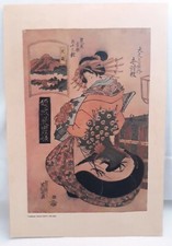 Art Deco Vintage lithographie estampes Japonaise - courtisane keisai eisen 1790