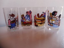 Lot de 4 anciens verres a moutarde : Asterix et Obelix .1968