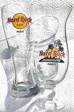 LOT de 2 VERRES à BIERE HARD ROCK PARIS DIFFERENTS CAFE + HURRICANE