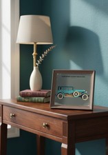 Cadre miroir sérigraphié vintage décor auto Horch 1932 / mural rectangulaire