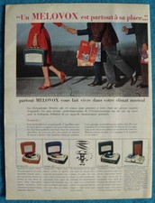 Publicité Papier - Electrophones MELOVOX de 1958