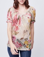 JOHN GALLIANO LUXE GAZETTE TOP CHEMISIER T-SHIRT POLO FEMME T. XS NEUF