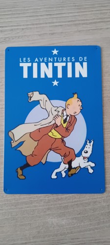 Tintin plaque métal texte - tintin, (
