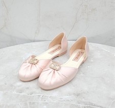 CHANEL Ballerines en soie rose