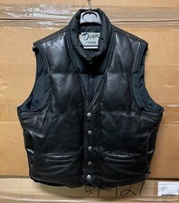 GENUINE RARE VINTAGE US SCHOTT 123V GOOSE DOWN LEATHER VEST BLACK SIZE 42