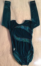 Figure Ice Skating Dance Rhythmic Gymnastics Aqua Long Sleeve Leotard Girls Sz L