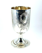 Coupe Calice Argent Massif Minerve Gravé Antique Silver French Wine Goblet Cup