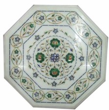 12 " Marbre Blanc Fin Table Top Pierres Mélange Couleur Incrustation Floral Art