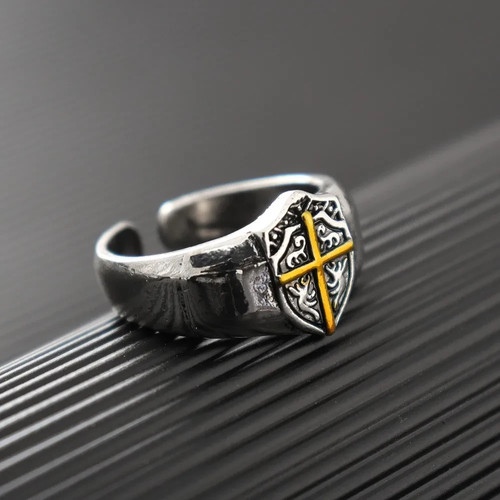 Bague homme bouclier croix - bague,