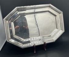 Plateau en métal argenté poinçon 45, style Art Déco, XXème