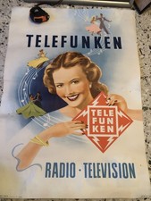Affiche ancienne c.1950 TELEFUNKEN Radio Television Danseurs Musique
