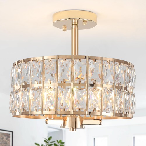 Plafonnier cristal or - plafonnier, en