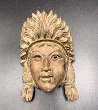 Ancien masque en bois miniature femme indonésien ? Indien ?