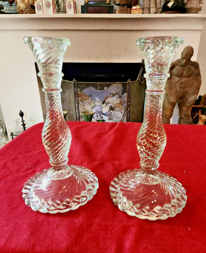 Paire bougeoirs anciens en - anciens,
