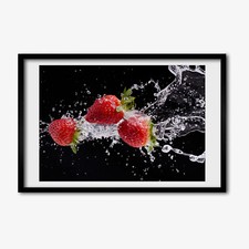 Tulup Photo 60x40cm Décor MDF Le salon Cadre Fraises et eau