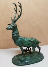 statue en bronze sculpture Cerf chasse statuette signé BUREAU