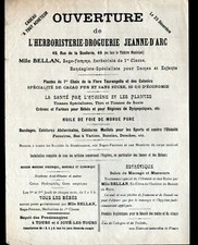 TOURS 37: HERBORISTERIE DROGUERIE "Mlle BELLAN Sage-Femme Herboriste" Tract 1920