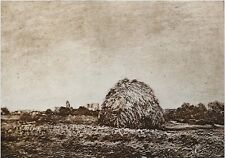 La MEULE de PAILLE (par Alfred SISLEY)- Gravure d'art du 19e siècle Grand Format