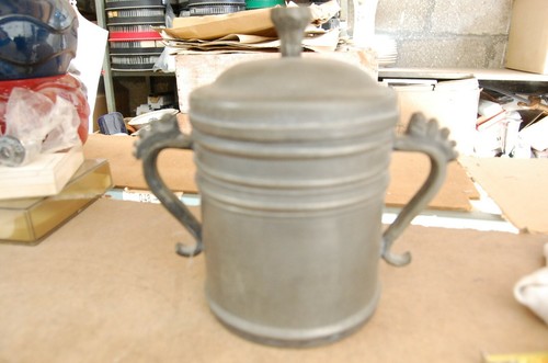 Pot couvert ancien etain - en,