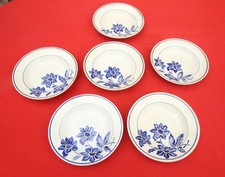 Rare 6 assiettes creuses SARREGUEMINES U.C. decor fleurs bleues ancien