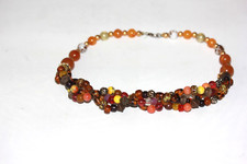 Collier vintage perles en verre de différents tons d'orange, des années 50/60