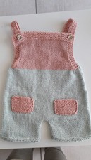 salopette courte bébé , 3 / 6 mois, tricotée main