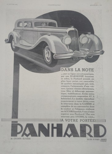 Publicité ancienne panhard - publicité,