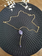Envoi GRATUIT - Collier Améthyste  - NEUF - Monté à la main - Acier inox.