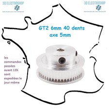 Poulie GT2 6mm 40 dents axe 5mm 3d print cnc pulley