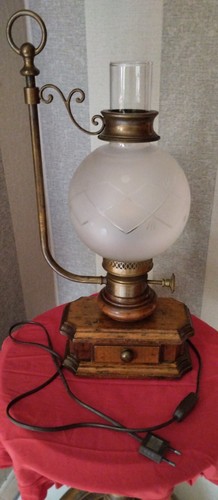 Lampe chevet bois laiton - et,