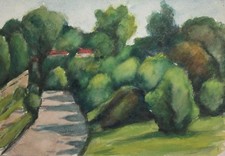 Tableau aquarelle vintage paysage impressionniste