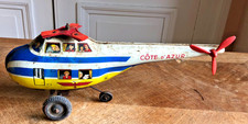 JOUSTRA - Hélicoptère mécanique Côte d'Azur - Moteur OK - L : 33cm Jouet ancien
